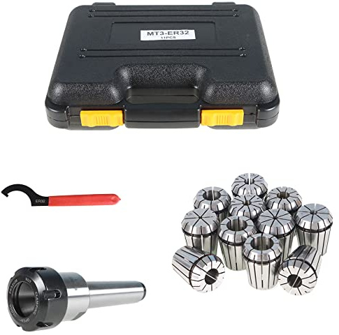 Timunr ER-32 MT3 Milling Cutter Shank Tool, 11PCS Collets with Wrench, Fit for Drilling and Milling Machines