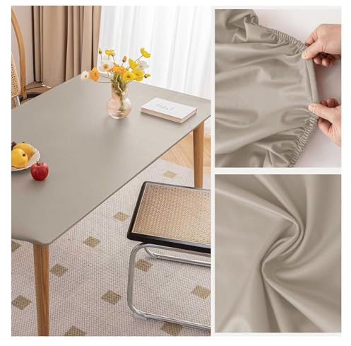 Mantel de Mesa Cuero con Bordes Elásticos, Manteles Rectangular Antimanchas Impermeable, Alfombrilla de Protector de Mesa para Comedor Cocina Salon Oficina Exterior Patio Jardín Comedor(60x60cm,Light