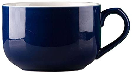 Suppenschalen Aus Porzellan Kaffeetasse Groß, Suppentassen Mit Henkel Mikrowellen Und Spülmaschinenfest Für Müsli Dessert Salate Tee Milch Haferflocken-Navy blau-750ML/25.4oz