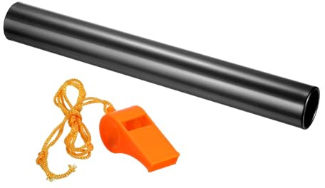 PATIKIL Relay Track Baton, Aluminum Tube Field Running Race Stick with Whistle Corrosion Resistant for Outdoor Athletics Sport Game Practice Tool, Black