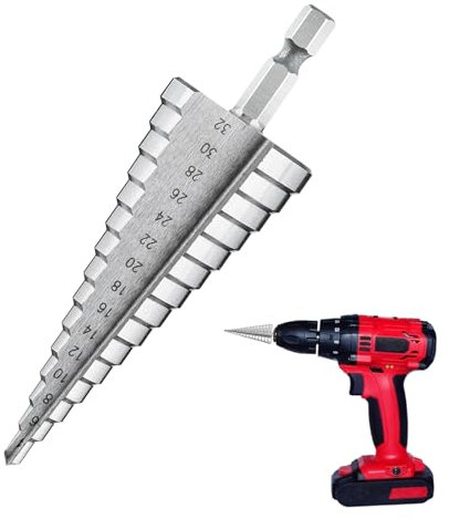 Foret Étagé 4-32mm en Acier HSS avec Revêtement Titane, Fraise Conique à Pas Graduels pour Métal, Bois, Plastique - Drill Bit Set avec Marquages Laser, Idéal pour Perçages Précis