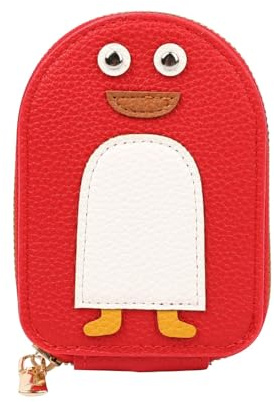 DONGKER Cute Penguins Card Coin Holder,PU Zippered Cartoon Penguin Accordion Card Wallet with Zip Built-in 11 Cards Slots for Men Women Present
