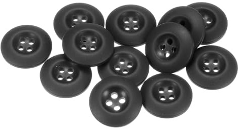 QUARKZMAN 12Pcs 32L Boutons Mercerie Noir 20mm Bouton Résine Rond Plat à 4 Trous Boutons de Couture Boutons Artisanaux pour Uniformes Militaires Pantalons, Vestes, Sacs