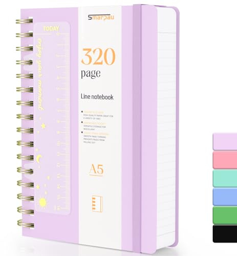 Smarpau Spiral Notizbuch A5, 320 Seiten 100gsm Papier Liniert Journal