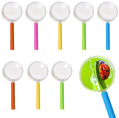 KEYRI 9 Stück Lupe, Vergrößerungsglas zum Lesen, Mini-Lupe mit Griff für Wissenschaft, Insekten und Kunsthandwerk