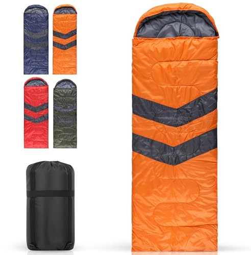 Event Decor Shop 3-4 Season Waterproof Sleeping Bag With Hood - Orange