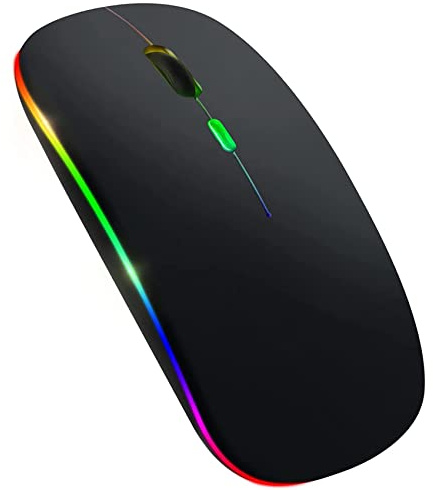 Pesfehhy Trådlös Bluetooth 5.1-mus uppladdningsbar LED tyst mus USB optisk ergonomisk 2,4 G trådlös bakgrundsbelysning