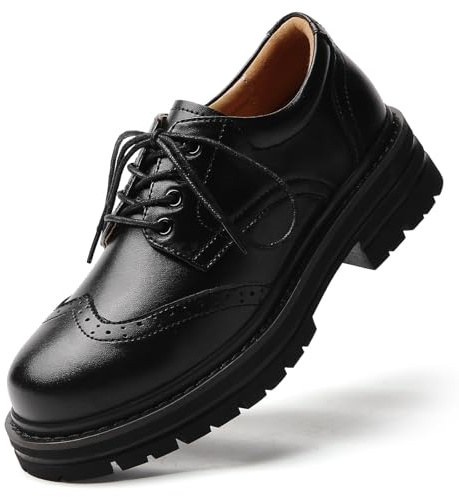 TKKAE Oxford Shoes for Women Black Oxford Shoes Platform Women's Classic Lace Up Loafers Comfortable Dress Business Casual Work Office Oxfords Shoe for Ladies Black7.5