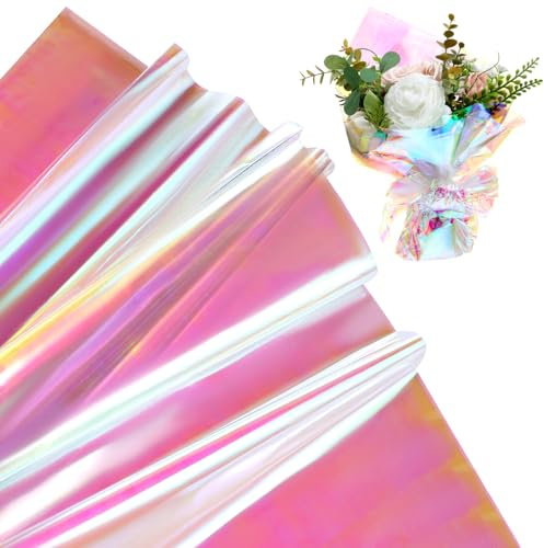 FIXOSHEE 40 Fogli Carta da Regalo Iridescente Pellicola Cellophane Colorata per Bouquet Caramelle e Progetti Creativi Carta Avvolgente Trasparente e Resistente per Feste e Artigianato