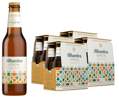 Alhambra Especial, Pack 24 Botellas x 25 cl, Cerveza Especial de Fermentación Lenta, 5.4% Volumen Alcohol