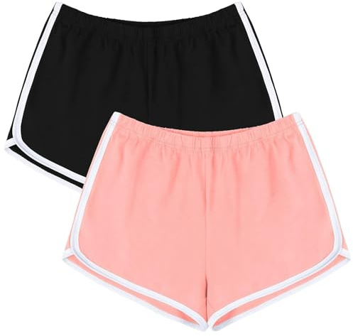 URATOT 2-pack sportshorts, bomull, yoga, dans, korta byxor, sommar, sportshorts