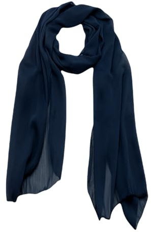 Westend Choice, sciarpa da donna in crepe e chiffon, grande foulard ondulato per la testa, stola avvolgente per il collo, sciarpe e foulard da donna, 180x70 cm, Marina Militare, Etichettalia unica