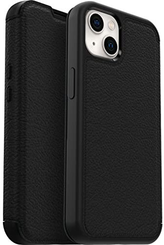 OtterBox Strada Hülle für iPhone 13, stoßfest, sturzsicher,Premium Lederfolio mit Zwei Kartenhaltern, 3X Schwarz