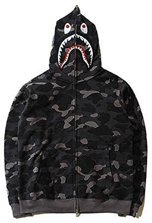 YEBIRAL Herren Bape Shark Hoodie Damen Kapuzenpullover 3D Camouflage Bape Hoodie Haikopf Shark Jacke Hip Hop Streetwear Pullover Unisex Locker Casual Sweatjacke mit Kapuze