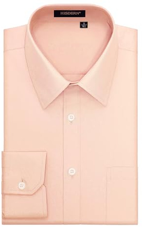 HISDERN Mens Long Sleeve Shirts Regular Fit Shirt for Men Casual Shirt Formal Dress Shirts Light Orange 6XL