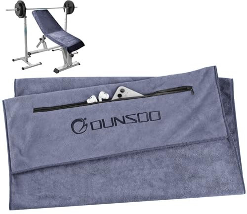 DUNSOO Fitness Handtuch I 120x50cm I Mikrofaser Sporthandtuch mit Reißverschlusstasche für Fitnessstudio und Training I Gym Handtuch (Hellgrau)