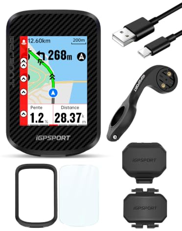 iGPSPORT BSC300T Compteur Velo sans Fil, 2,4'' Écran Tactile Map Navigation GPS 130+ Données Alerte Hors Itinéraire, Di2 IPX7 Synchronisation Strava Compteur Velo GPS, Kit