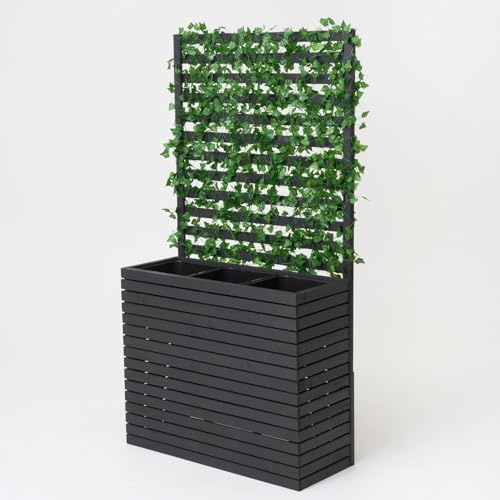 Kistenland XXXL Blomlåda Margarete med insynsskydd – 180 cm höjd – blomkruka med spaljé/pergola (antracit)