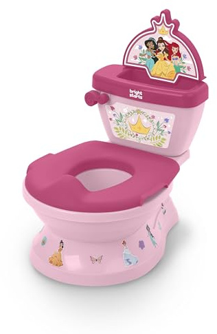 Bright Starts, Vasino Disney Princess My Size Potty, Sistema 2 in 1 per Educazione al Vasino, con Suoni Realistici di Scarico, Applausi e Melodie, per Età 18 Mesi+, Fino a 23 kg