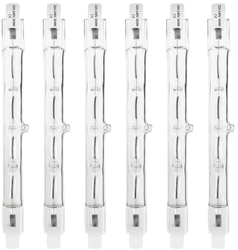 Givurao R7S Halogen Leuchtmittel 118mm 200W, 6er Pack Halogenstab R7S 230V Dimmbar 2700K Warmweiß Halogenstablampe für Arbeitsleuchten Sicherheitsleuchten Landschaftsleuchten Stehleuchten