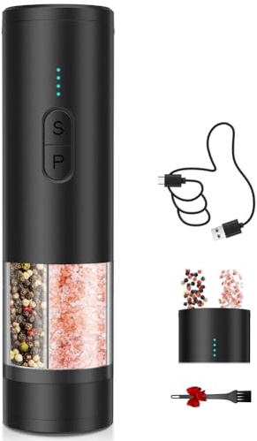 Uxsjakjsd Ensemble de Moulins à Sel et à Poivre ÉLectriques 2 en 1, Rechargeables par USB, avec LumièRe LED.