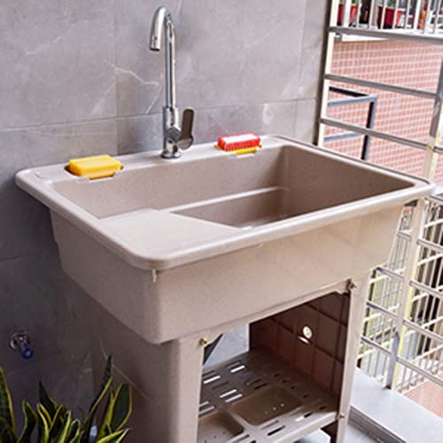 Lavandino portatile in plastica autoportante per lavanderia e pulizia per bagno, garage, fattoria e negozio