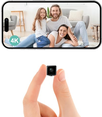 EKJANEPE Mini Camera Spy, 4K HD Hidden Cam Wireless WiFi Indoor Security Tiny Camera, Long-lasting Battery Nanny Cam with Night Vision, Motion Detection, Wide Angle, APP Control for Home