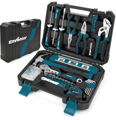 Enventor Home Tool Kit Set, 108PCS General Household Hand Tool with Storage Toolbox, Blue