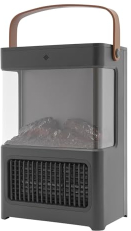 Chimenea eléctrica eléctrica portátil con 3 modos, con indicador LED, mando a distancia, para salón y todos los espacios interiores, color negro