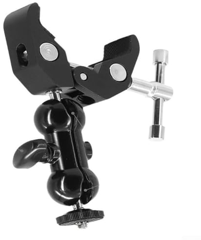Besttoolifes Support de serrage pour appareil photo reflex numérique, support de montage avec filetage 1/4, double tête sphérique en alliage d'aluminium et acier inoxydable pour équipement vidéo de