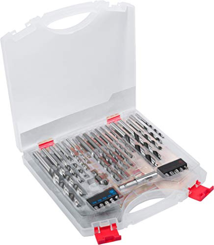 Werkzeyt Kombibohrer- und Bit-Satz - für Holz, Beton, Mauerwerk und Metall - mit magnetischem Bithalter - in praktischer Kunststoff-Box/Bohrer-Sortiment/Bit-Set/Zubehör/ ZY23411, 30-teilig