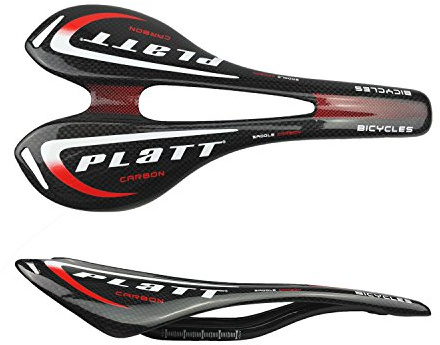PLATT Asiento de bicicleta de fibra de carbono, sillín deportivo ligero para bicicleta de carretera y MTB, rojo brillante, unisex-adultos