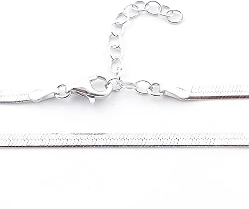 ARITZI - Collar - Fina Plata De Ley 925 - Cadena Cola de Ratón Aplastada - 2,90 mm - con Largo de 45 cm y extensión de 4 cm. Fabricado en Italia con baño de Rodio.