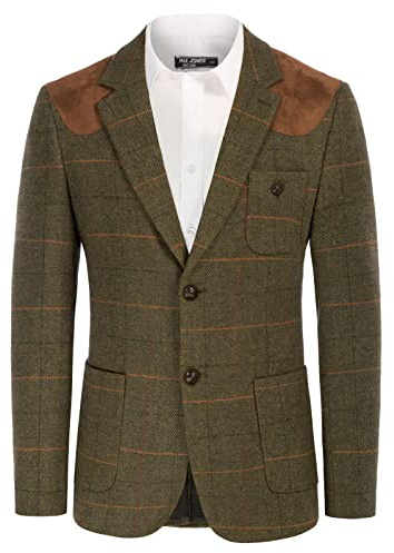 PJ Paul Jones Giacca Formale da Uomo in Tweed a Spina di Pesce con Due Bottoni in Misto Lana, S