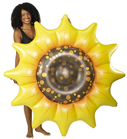 PoolCandy Giant Inflatable Sunflower Pool Float – 68 Extra-Large Island Raft for Adults, Holds Up to 300 lbs, Heavy-Duty PVC Summer Pool Lounge
