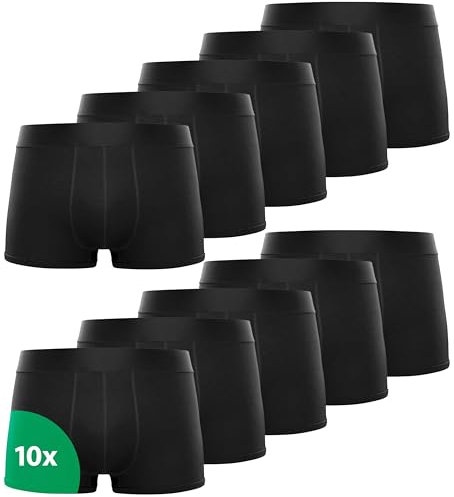 Kemes Boxershorts Herren 10 Pack Baumwolle schwarz Unterhosen atmungsaktiv Unterwäsche Herren | Größe XL