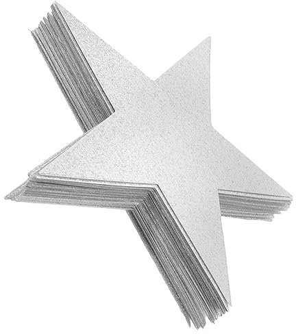 NUOBESTY Sternausschnitte Papier 50 Blatt Silber Glitzer Doppelseitig Sternform Bastelpapier Dekoration für Klassenzimmer Pinnwand Fenster Selbstgemacht Scrapbooking Wanddeko Party