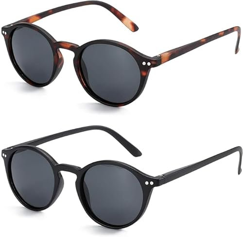 ZENOTTIC 2 Paare Polarisierte Sonnenbrille Damen Herren Unisex Retro Vintage Runde Quadratische UV400 Schutz