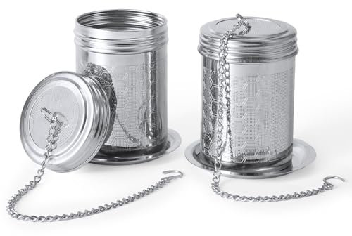 2pcs Infuseurs à Thé pour Thé en Vrac, Acier Inoxydable 304 Infuseur à Thé avec Égouttoir Maille Extra Fine Passoire à Thé avec Crochet de Chaîne Filtre à Thé Panier Diffuseur (Milieu)