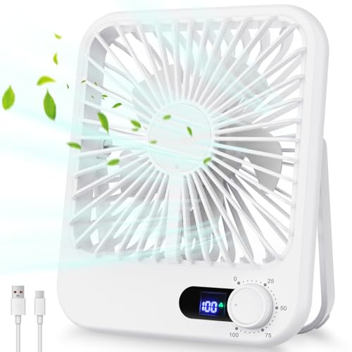 Cooperwin Travel Fan for Sleeping, 6.8 Small Portable Fan Rechargeable Battery Powered, 100 Speeds Personal Mini Desk Fan for Office Bedroom, Cruise Ship Beach Vocation Travel Essentials, White