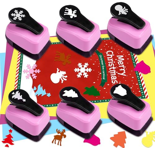 Paper Punch Shape Hole Puncher Craft Punches 1 inch Christmas Punches Scrapbooking Punch Snowflake Punch Deer Punches Bell Puncher for Paper Craft Cardstock Arts DIY Projects