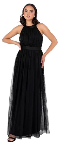 Anaya with Love dam Ladies Maxi Dress For Women Halter Neck Long Sleeveless With Belt A Line Evening Gown Ball Prom Wedding Guest Bridesmaid Klänning