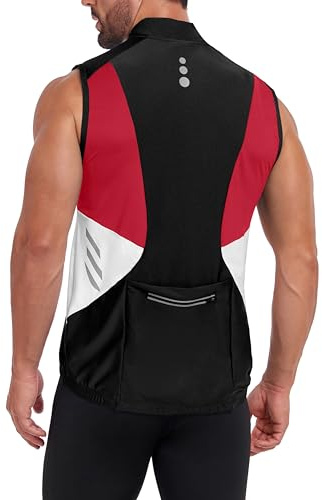 Little Donkey Andy Men's Half Zip Breathable Cycling Vests Reflective Sleeveless Jerseys Lightweight Bicycle Running Black XL