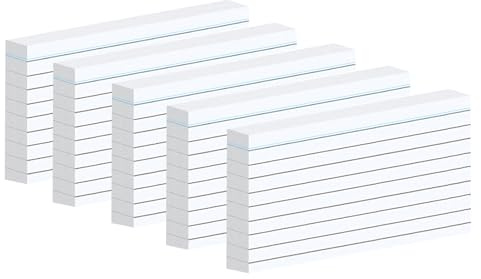 Fhlbestyu Lot de 500 cartes au format A7, 7,4 x 10,5 cm, lignées, pour la marque, l'enregistrement de recettes, laisser un message, apprendre le vocabulaire en déplacement, blanches