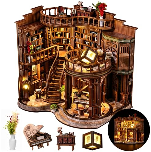 Kit Book Nook per adulti - CRIOLPO Puzzle 3D in Legno con Luce LED - Modello di Architettura e Decorazione Artistica per Collezionisti