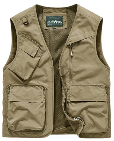 Celanisai Gilet da lavoro da uomo, estivo, per attività all'aperto, campeggio, escursionismo, pesca, con tasche multitasche, senza maniche, gilet estivo in rete, gilet da caccia, gilet leggero e