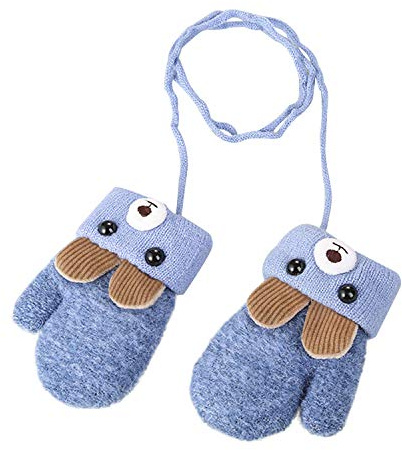 Moufles Bébé Thermique Gants Hiver Automne Epais Mitaines Tricoté Crochet Chaud Douce Gants Plein-Doigts Motif Cartoon Mignon Gloves Ski Snowboard Camping Vélo pour Enfants Garçons Filles 0-3 Ans