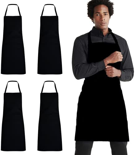 Ristohouse 5 Grembiuli da Cuoco Unisex con e senza Pettorina, per il lavoro, cuoco, pasticceri, pizzaioli (Nero 65x90 cm)