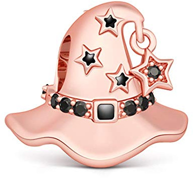 GNOCE Femme Charms de Chapeau de Sorcière Magique en Argent Sterling 925 Breloque Plaquée Or Rose Compatible avec Bracelets et Colliers
