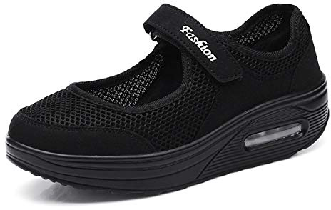 Kimily-UK Mujer Plataforma Zapatillas Respirable Moda cómodos Mocasines Deportes Casual Verano Sandalias Antideslizantes Fitness Correr Calzado Deportivo Zapatilla Malla Plataforma Gris Negro Rojo